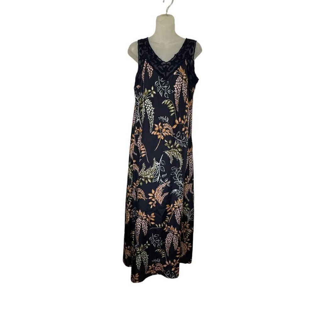 Sundance 100% Silk Sexy Floral Printed Slip Dress Sheath Lace Trim size S 4 - 6 - Picture 2 of 10